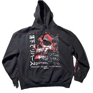 Falling In Reverse Skull Graphic Hoodie XL Black Gothic Emo Y2K Pullover